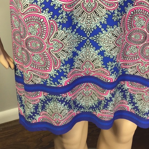 WISP PETITES 3/4-SLV STRETCHY PAISLEY SHIFT DRESS - Picture 4 of 10